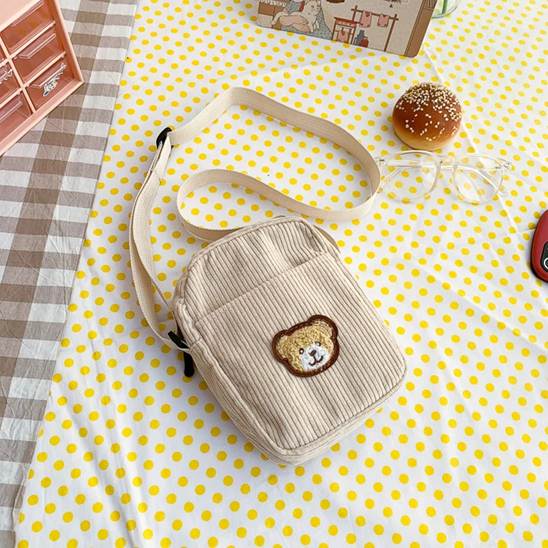 

1Pc Velvet Bear Children's Student Shoulder Diagonal Mobile Phone Change Cute Fashion Shoulder Bag Female