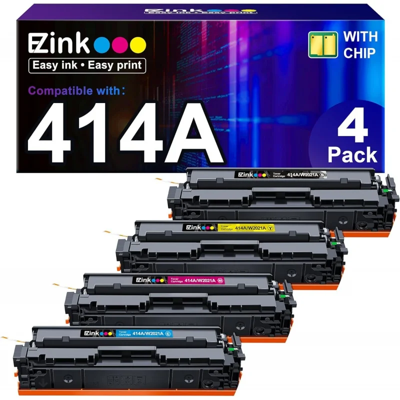 

E-Z Ink (TM Compatible HP 414A Toner Cartridges 4 Pack Replacement for HP 414A HP 414X 414A 414X to Use with HP Color Pro Laserj