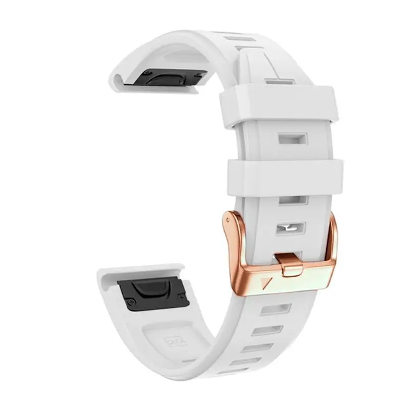 

Ремешок PCAVO 20 мм для наручных часов Garmin Quickfit, Белый силиконовый каррарский ремешок с розовым золотом