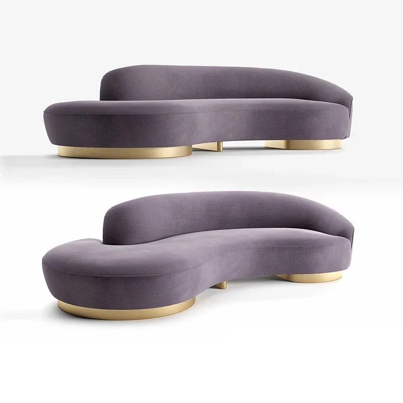 

Original Designer Italian Light Luxury Modern Semicircle Arc Velvet Special-Shaped Sofa