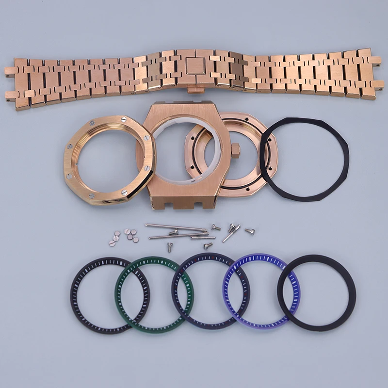 Rose Gold 41mm Watch Cases Watchband Parts Sapphire Glass For Seiko nh34 nh35 nh36 nh38 Movement 28.5mm Dial With Chapter Rings
Rose Gold 41mm Watch Cases Watchband Parts Sapphire Glass For Seiko nh34 nh35 nh36 nh38 Movement 28.5mm Dial With Chapter Rings