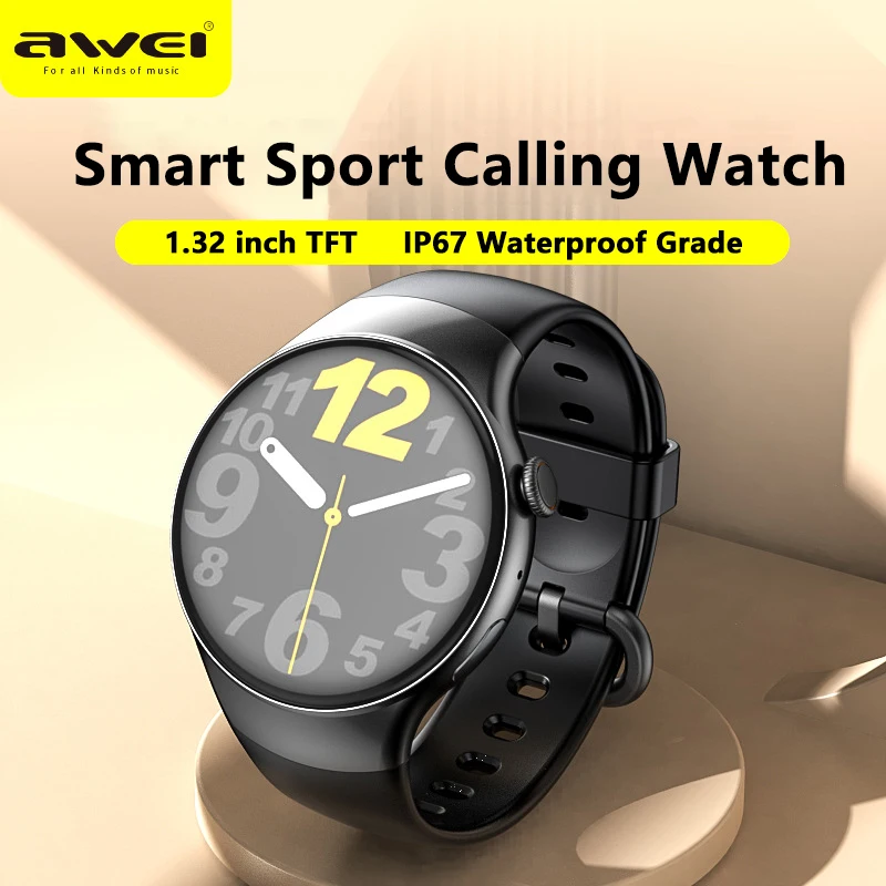 

Awei H9 Calling Smart Watch 1.32inch Bluetooth Fitness Tracker Dynamic Heart Rate Blood Oxygen Health Monitoring Sport Wristband