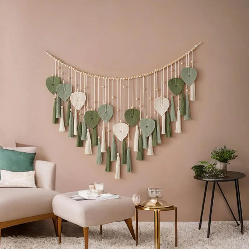 Handwoven Leaf Macrame Tapestry Wall Hanging Homestay Bedroom Children's Room Background Wall Decor
Handwoven Leaf Macrame Tapestry Wall Hanging Homestay Bedroom Children's Room Background Wall Decor
