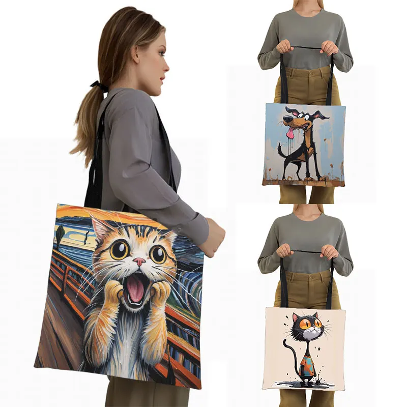 Сумка-тоут женская с акриловым рисунком, повседневный саквояж на плечо для собак и кошек, вместительная сумочка для покупок, чемоданчик для путешествий, подарок
Сумка-тоут женская с акриловым рисунком, повседневный саквояж на плечо для собак и кошек, вместительная сумочка для покупок, чемоданчик для путешествий, подарок