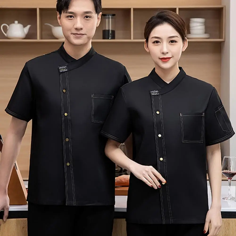 Unisex Chef Coveralls Premium Unisex Stand Collar Short Sleeve Chef Uniform with Single Breasted Design for Restaurant for 3
Unisex Chef Coveralls Premium Unisex Stand Collar Short Sleeve Chef Uniform with Single Breasted Design for Restaurant for 3