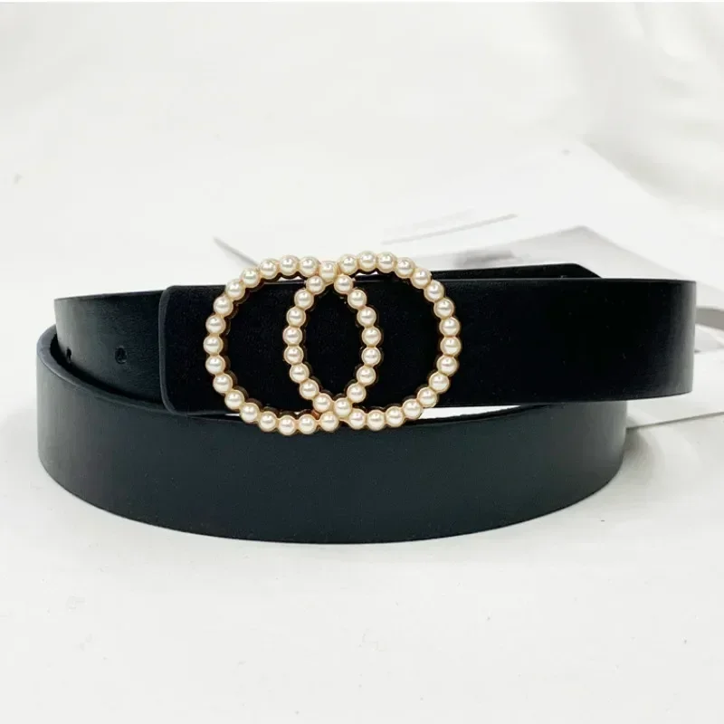 

2024 New Ladies Luxury Fashion Elegant Belt Used for Denim Dresses with Pearl Buckles for Decorative Fashion
