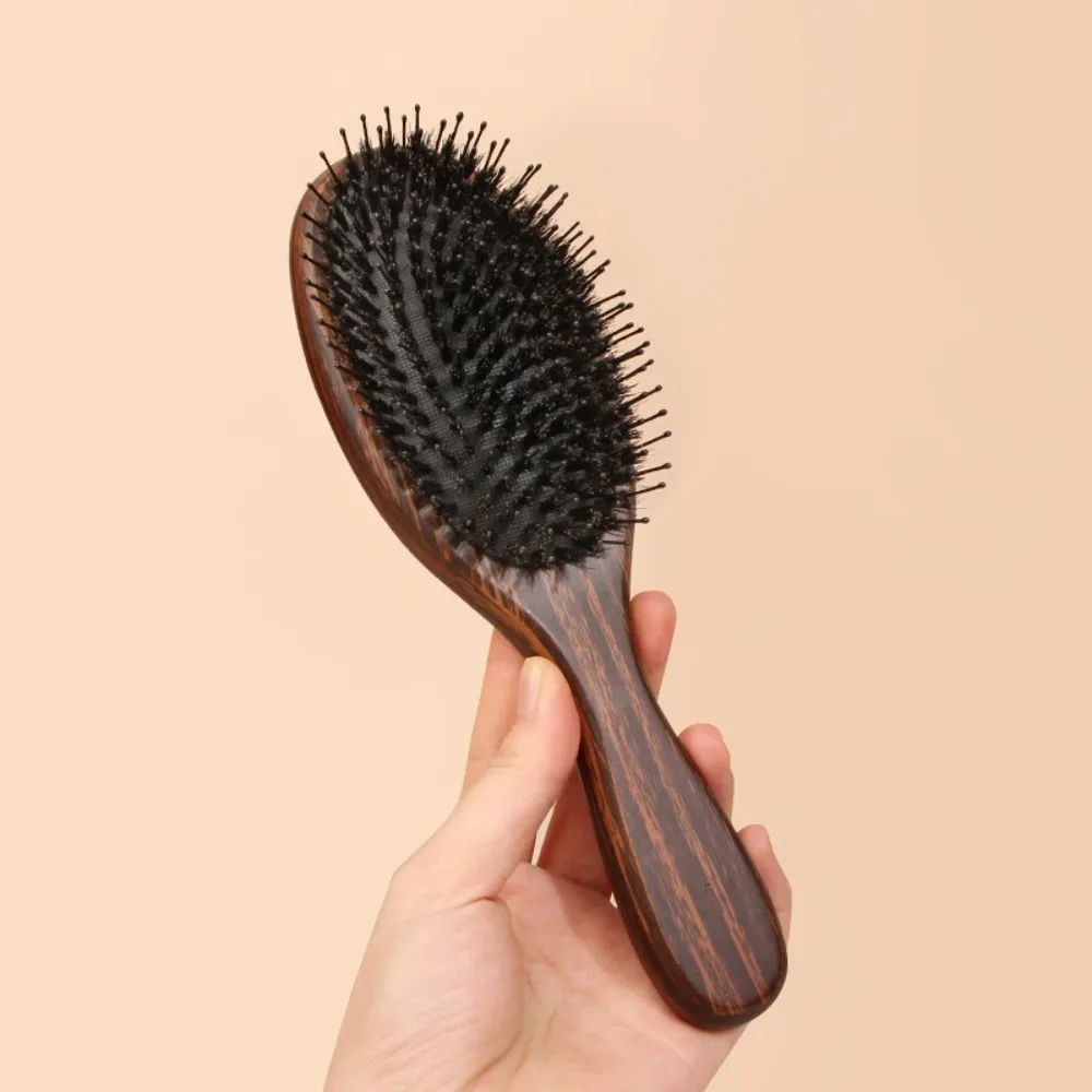 

1Pc Natural Boar Bristle Brush Comb Anti-Static Oval Wood Hairbrush Detangling Hair Brush Salon Barber Hairdressing Styling Tool