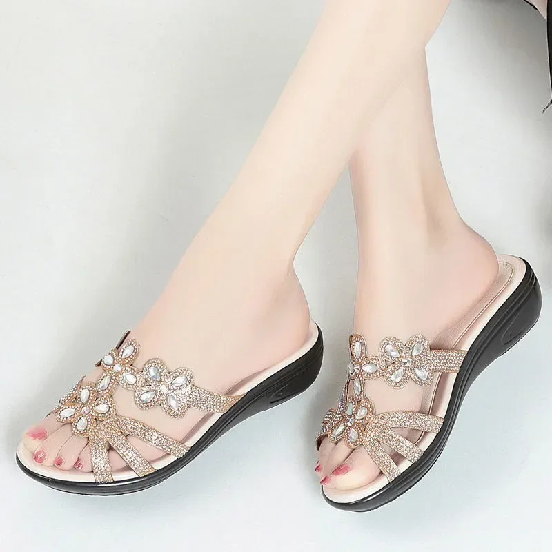 Tongs Masculins Women Cute Peep Toe Silver High Quality Floral Comfort Slip on Sandals Lady Causal Summer Party Shoes E06b
Tongs Masculins Women Cute Peep Toe Silver High Quality Floral Comfort Slip on Sandals Lady Causal Summer Party Shoes E06b