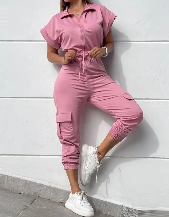 

Y2K Clothing Zipper Design Roll Hem Top & Cuffed Pants Set 2023 Autumn New Fashion Elegant Commuting Two Piece Set for Women