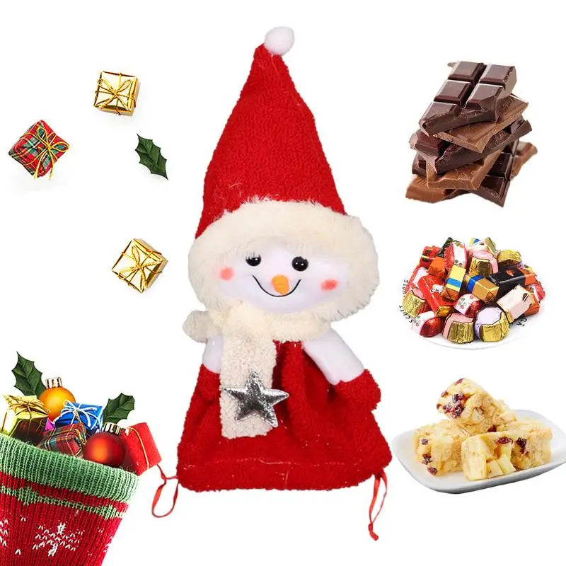 

Christmas Reusable Tote Bags Snowmen Decoration Bag With Drawstring For Party Supplies Snowman Shape Snacks Shop Packing Bag