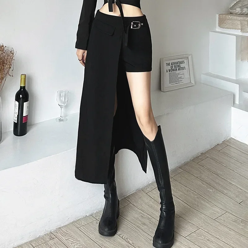 

Gothic Skirts Goth Dark Techwear Patchwork Sexy Mini Women Grunge Irregular Hem High Waist Cargo Skirt Hip Hop Black Summer 2023