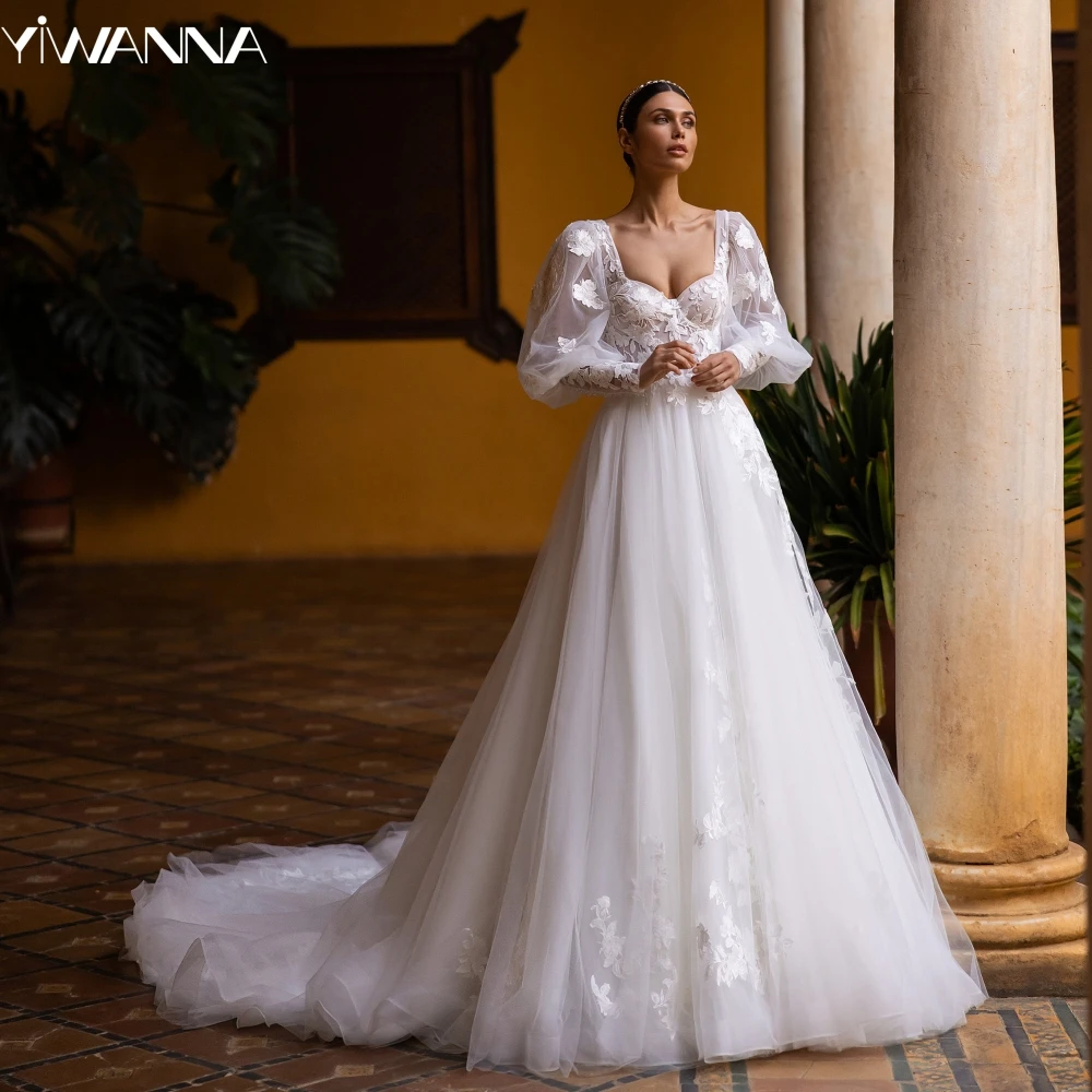 Romantic Sweetheart Neck Wedding Dress Classic Lace Appliques Bride Robe Graceful A-line Long Bridal Gown Robe De Mariée
Romantic Sweetheart Neck Wedding Dress Classic Lace Appliques Bride Robe Graceful A-line Long Bridal Gown Robe De Mariée
