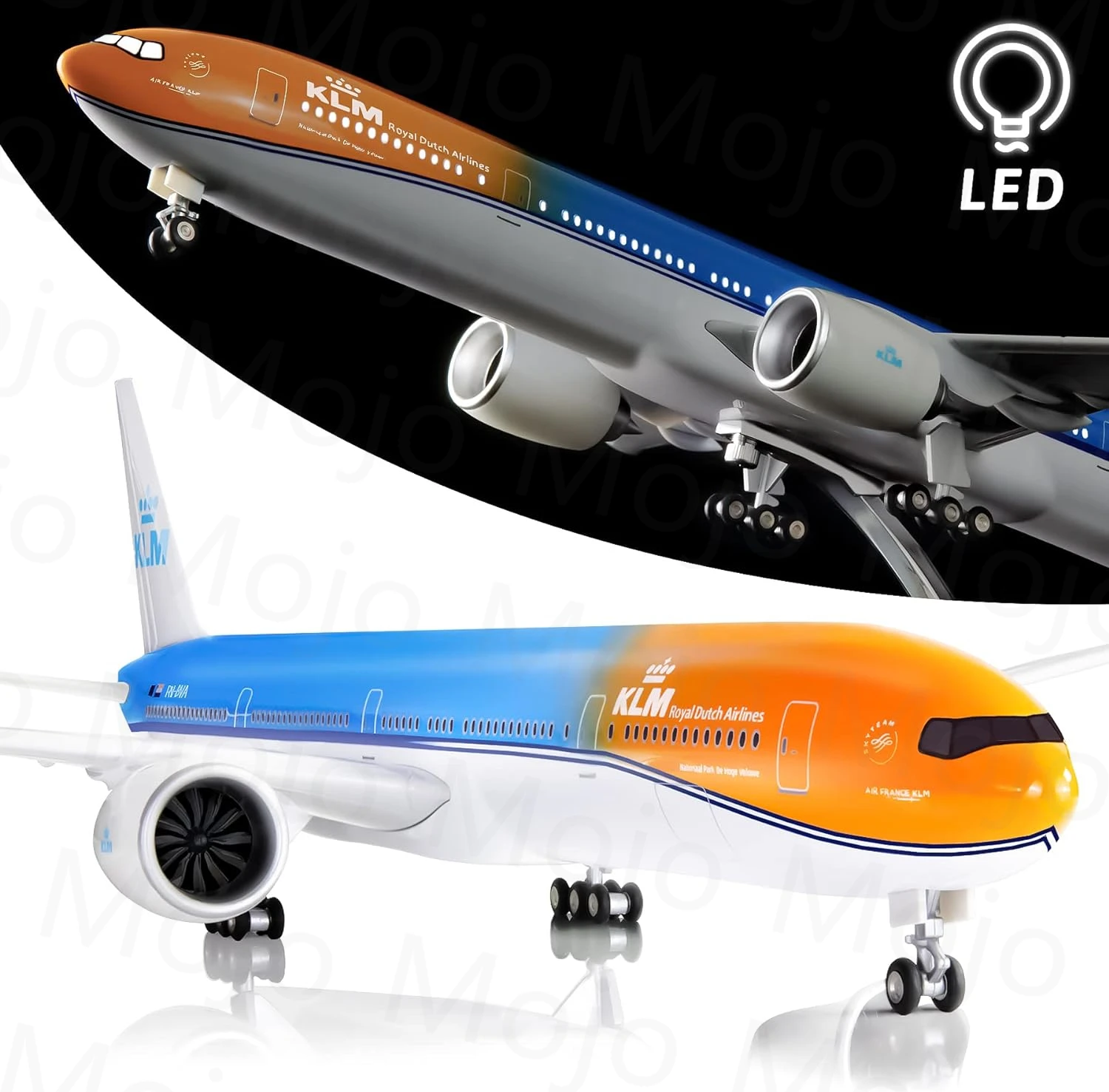 

1:157 Scale 47cm Large 777 Model Airplane Holland KLM Boeing B777 Plane Models Diecast Airplanes with LED Light for Collection