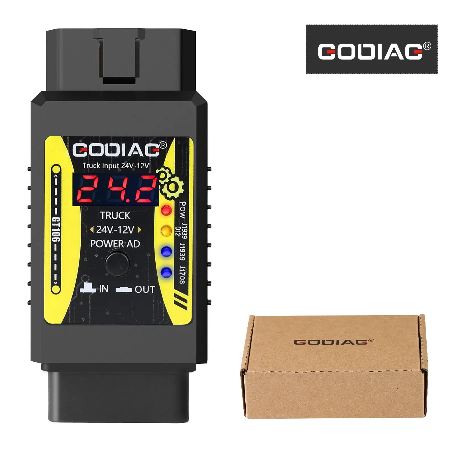

GODIAG GT106 24V to 12V Heavy Duty Truck Universal Converter Adapter for X431 easydiag/Golo/ThinkCar/Diagun/Thinkcar2/ Thinkdiag