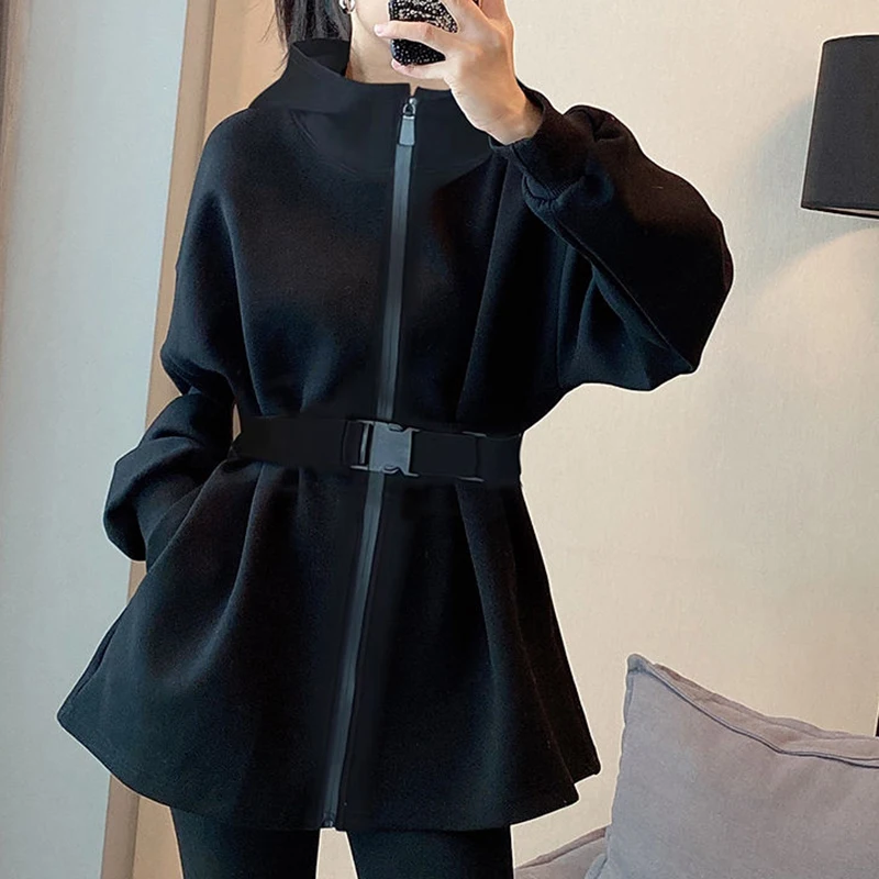 Hooded Thickened Sweater Coat Women's Waist Mid Length Cardigan Spring and Autumn 2023 jackets 
Hooded Thickened Sweater Coat Women's Waist Mid Length Cardigan Spring and Autumn 2023 jackets