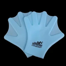 1 Pair Silicone Swimming Gloves Webbed Aquatic Fit Traning Gloves Paddle Diving Gloves Hand Web (Adult, Sky Blue)