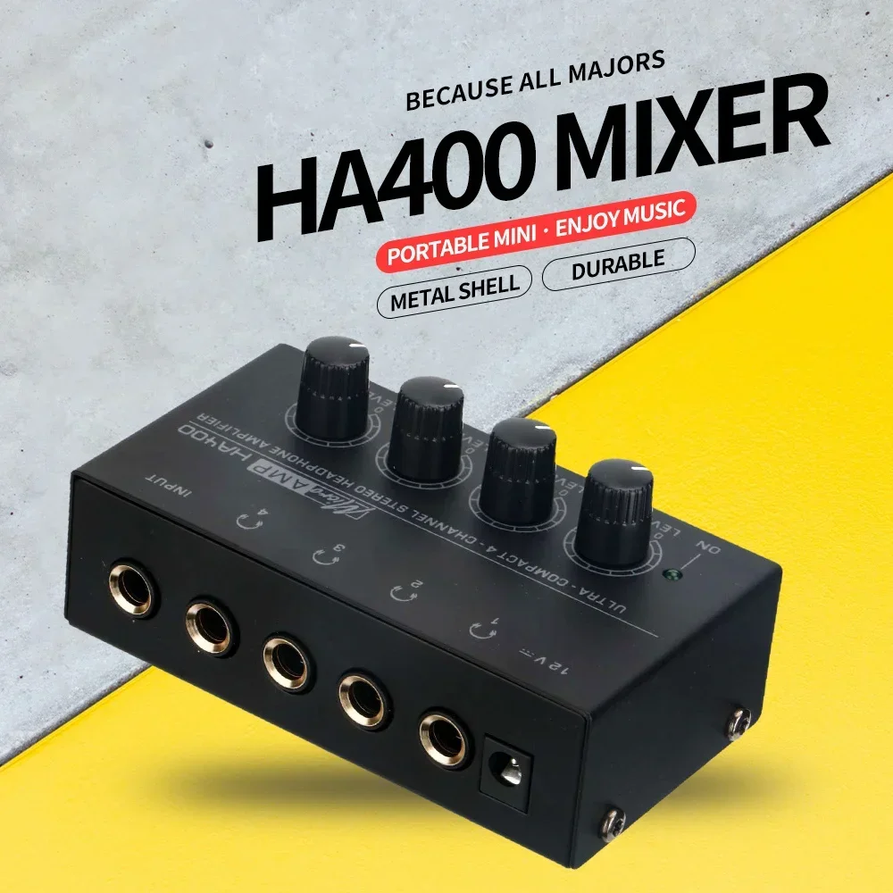 

HA400 Ultra-Compact Audio Amplifier 4 Channels Mini o Stereo Headphone Amplifier With Power Adapter EU US UK AU Plug Adapter