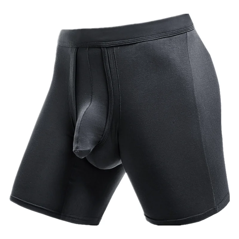 

Men's Boxers Shorts Modal Underwear Man Panties Solid Breathable Separation Bullet Pouch Middle Long Leg Underpants Cueca L-6XL