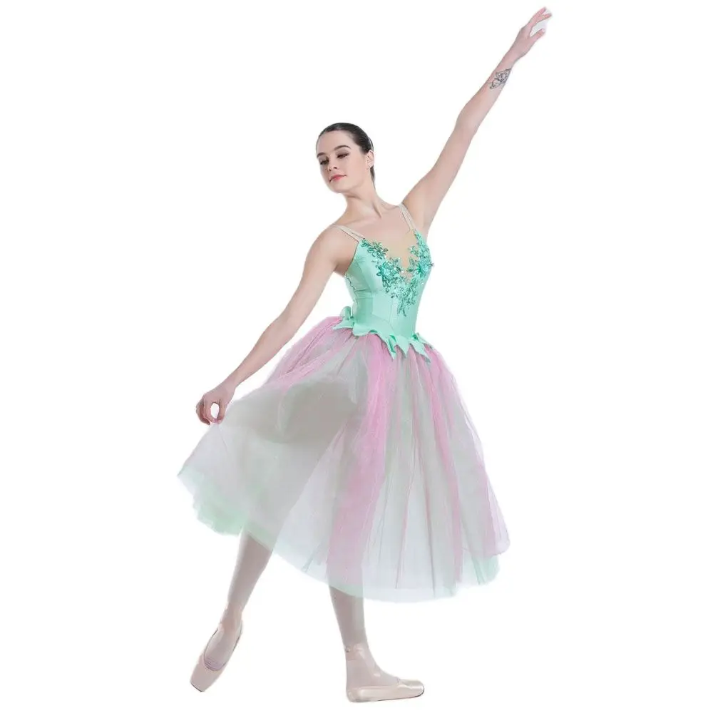 19215 Dance Favourite New Ballet Tutu Green Spandex Bodice Costume Women Romantic Long | Тематическая одежда и униформа