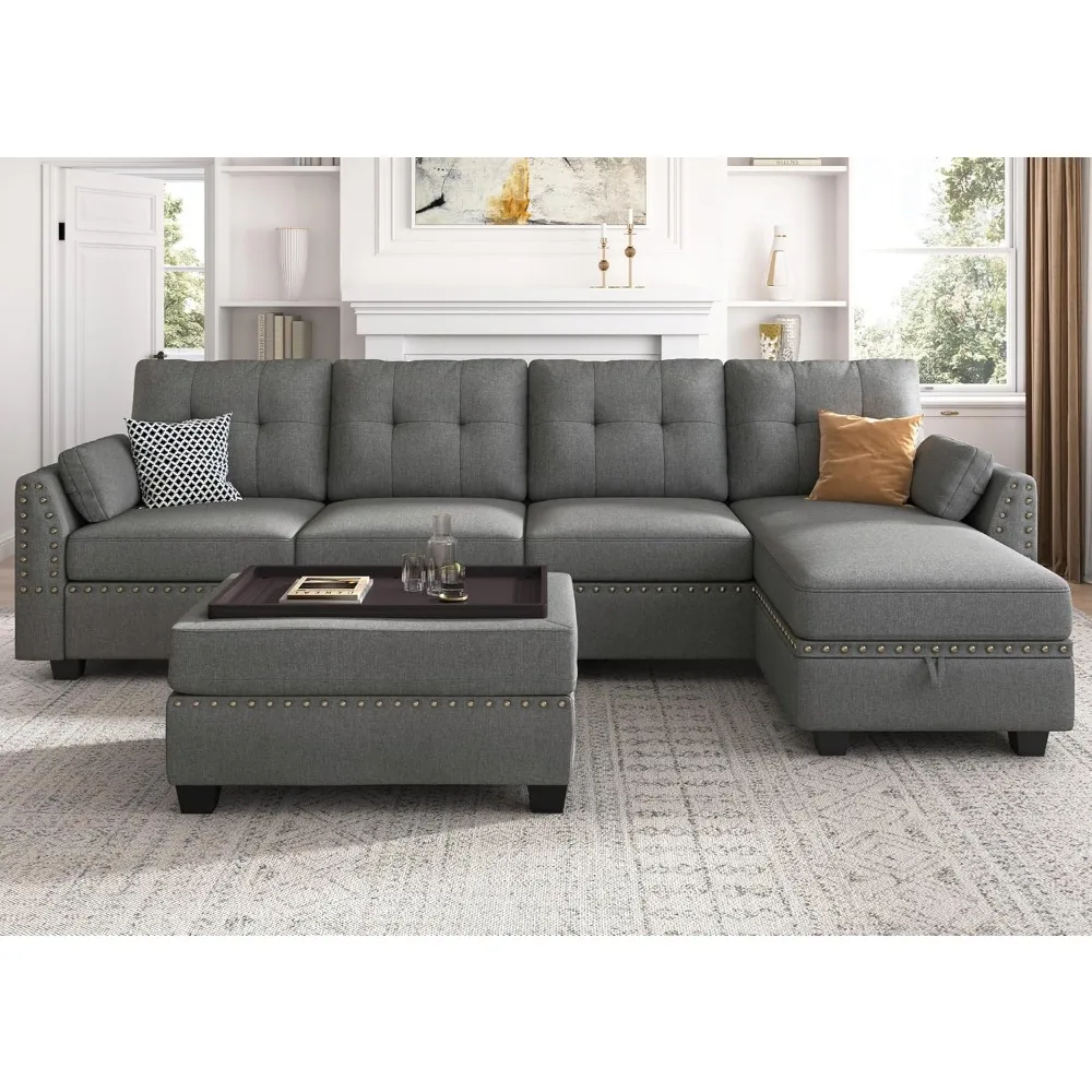 Sectional Couch with Storage Ottoman, L Shape Sectional Sofa with Chaise, Reversible Sectional Sofa Couch for Small Space
Sectional Couch with Storage Ottoman, L Shape Sectional Sofa with Chaise, Reversible Sectional Sofa Couch for Small Space