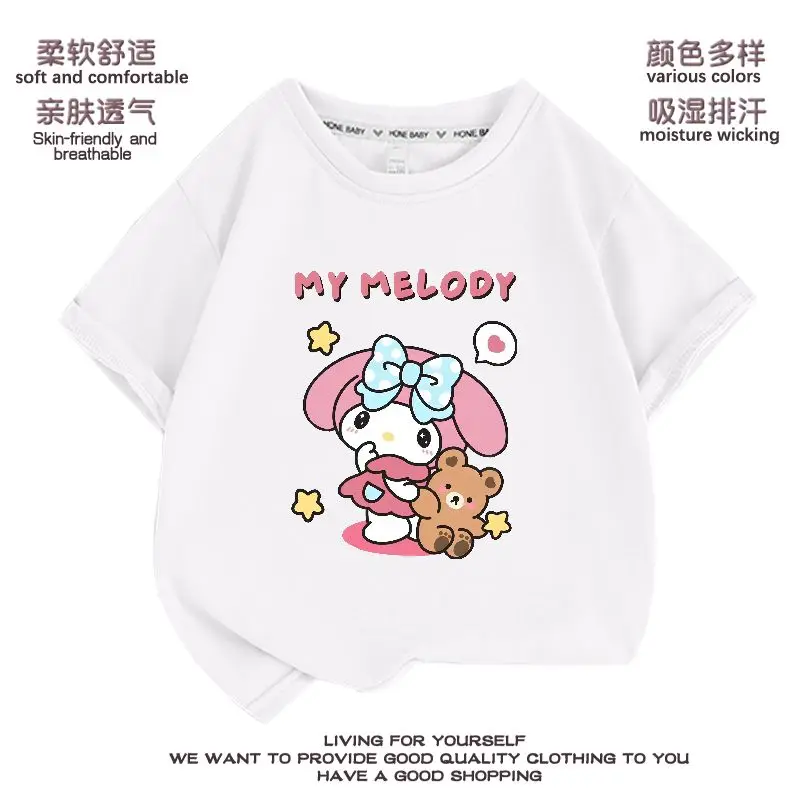 2024 My Melody Girls T-Shirt Sanrio Kawaii Anime Print Short Sleeve Summer Cartoon Sweet Cute Babys Tops Birthday Gift for Kid
2024 My Melody Girls T-Shirt Sanrio Kawaii Anime Print Short Sleeve Summer Cartoon Sweet Cute Babys Tops Birthday Gift for Kid