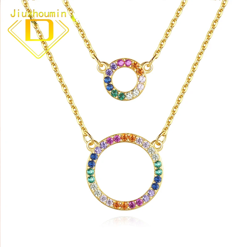 Double Layer S925 Sterling Silver Necklace for Women Niche Design Colored Zircon Pendant Double Circle Rainbow Necklace Gifts
Double Layer S925 Sterling Silver Necklace for Women Niche Design Colored Zircon Pendant Double Circle Rainbow Necklace Gifts