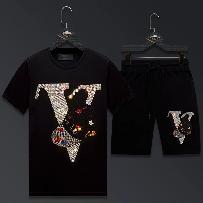 2023 Men Clothing Sportswear Rhinestones Summer Suit Fitness Thin Mens Track Suit Set 2 Pieces Casual Jogger Sets Plus Size 6XL
2023 Men Clothing Sportswear Rhinestones Summer Suit Fitness Thin Mens Track Suit Set 2 Pieces Casual Jogger Sets Plus Size 6XL