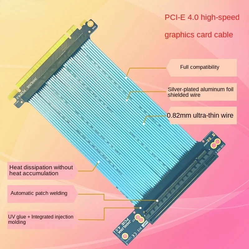 

PCI 4.0 Riser Cable for NZXT H1 V1 270° Reverse Side Right Angle PHANTEKS 217e Chassis Graphics Card Vertically Extension Cable