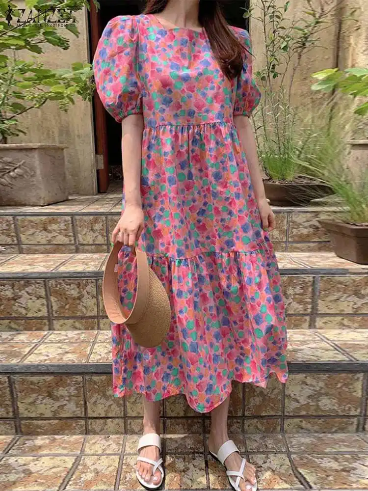 ZANZEA Holiday Party O-neck Sundress Women Colorful Print Maxi Dress Sweety Stitching Pleats Long Robe Fashion Puff Sleeve Dress
ZANZEA Holiday Party O-neck Sundress Women Colorful Print Maxi Dress Sweety Stitching Pleats Long Robe Fashion Puff Sleeve Dress