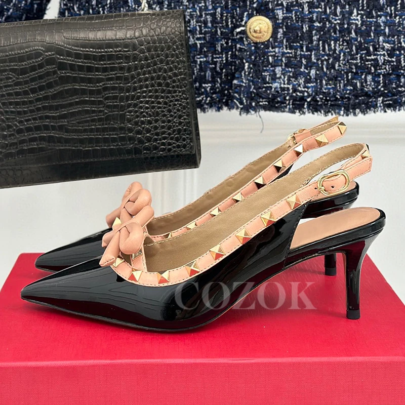 High Heel Sandals Ladies Summer New Patent Leather Upper Pointed Toe Sandals Butterfly-knot Design Banquet Female Pumps
High Heel Sandals Ladies Summer New Patent Leather Upper Pointed Toe Sandals Butterfly-knot Design Banquet Female Pumps