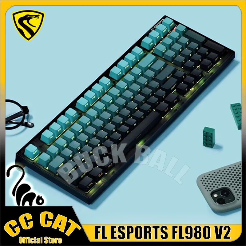 

FL ESPORTS FL980 V2 Gamer Mechanical Keyboard 97 Keys 3Mode USB/2.4G/Bluetooth Wireless Keyboard Gaming Keyboards Hot Swap Gifts