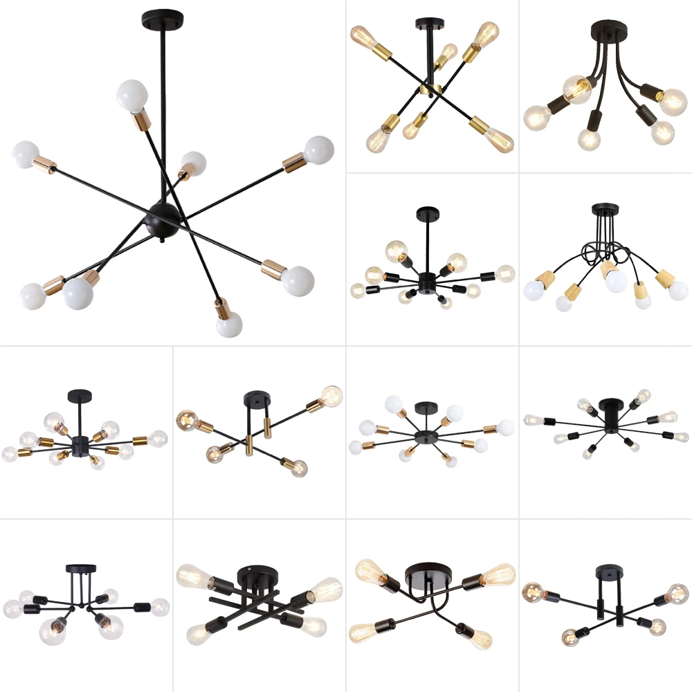 Modern Sputnik Ceiling Chandelier Nordic Semi Flush Mount Ceiling Lamp Vintage Home Decor Lights Lighting Fixture plafonnier LED
Modern Sputnik Ceiling Chandelier Nordic Semi Flush Mount Ceiling Lamp Vintage Home Decor Lights Lighting Fixture plafonnier LED