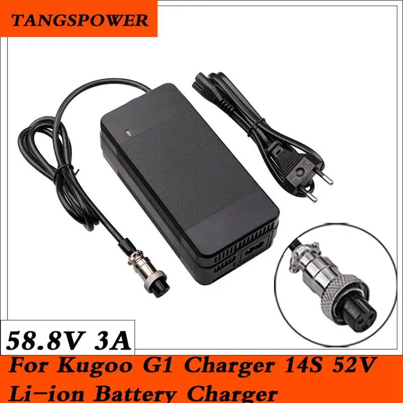 

58.8V 3A Electric Scooter Battery Charger For Kugoo G1 14S 52V Li-ion Battery Electric Bike Charger With Connector 3P GX16