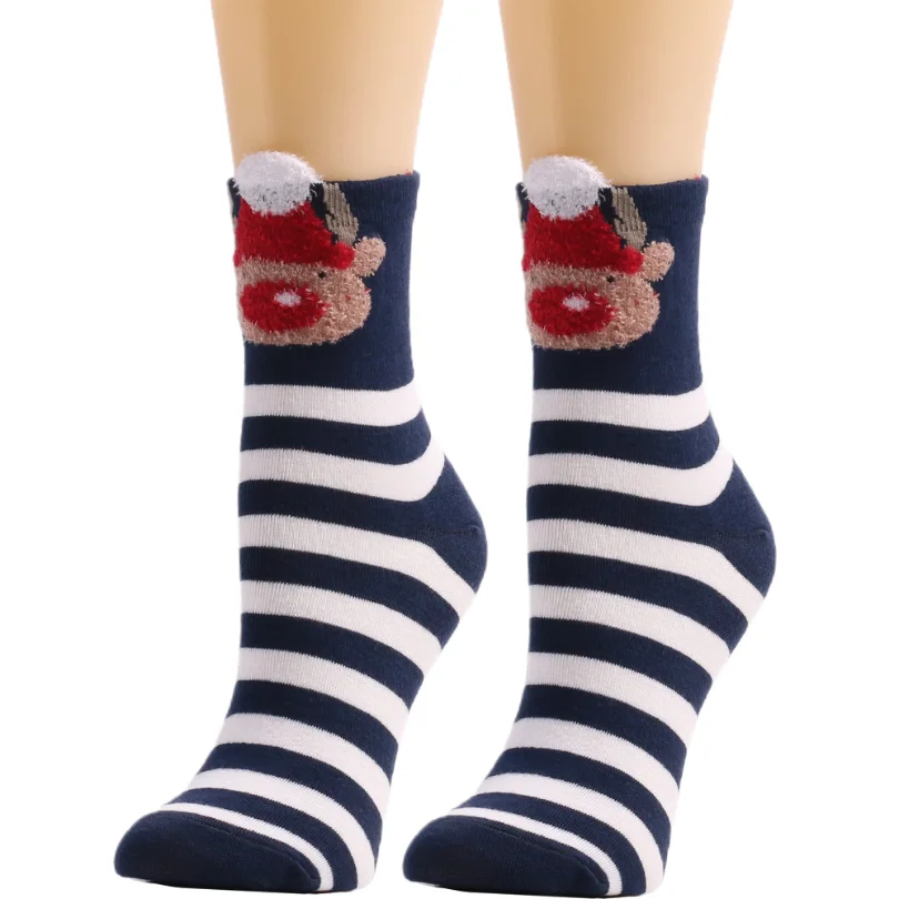

Рождественские носки женские милые Мультяшные носки мягкие женские домашние подарки олени забавные кавайные короткие носки полосатые рождественские новогодние 2024