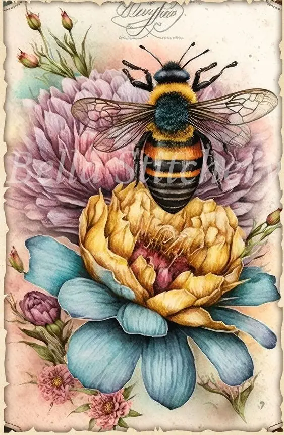 

JMINE Div 5D пчела Винтажная летняя Цветочная полная алмазная живопись наборы для вышивки крестиком Искусство Животные 3D краска алмазами