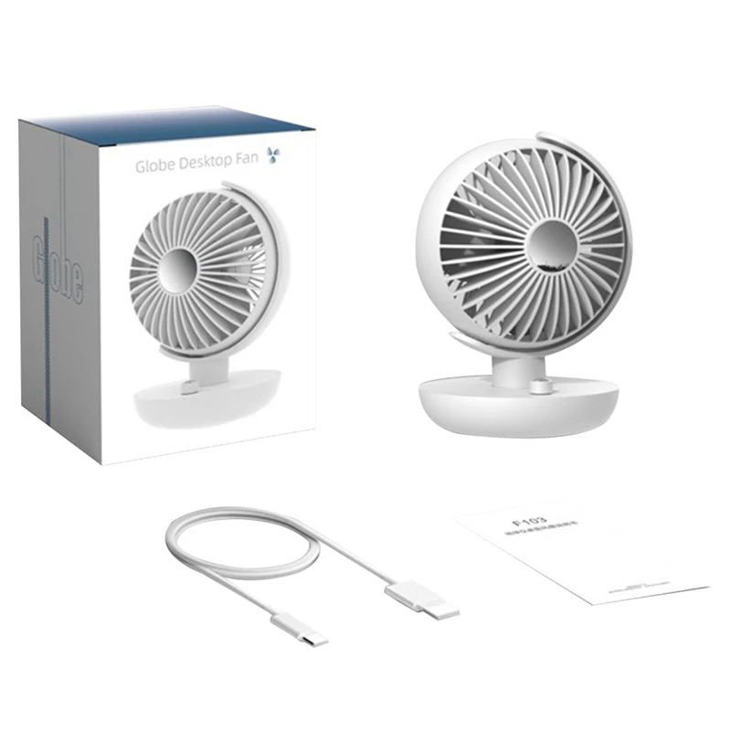 

360° Rotating Office Desktop Fan Mute Globe Circulating Air Fan Rechargeable Multifunction Portable