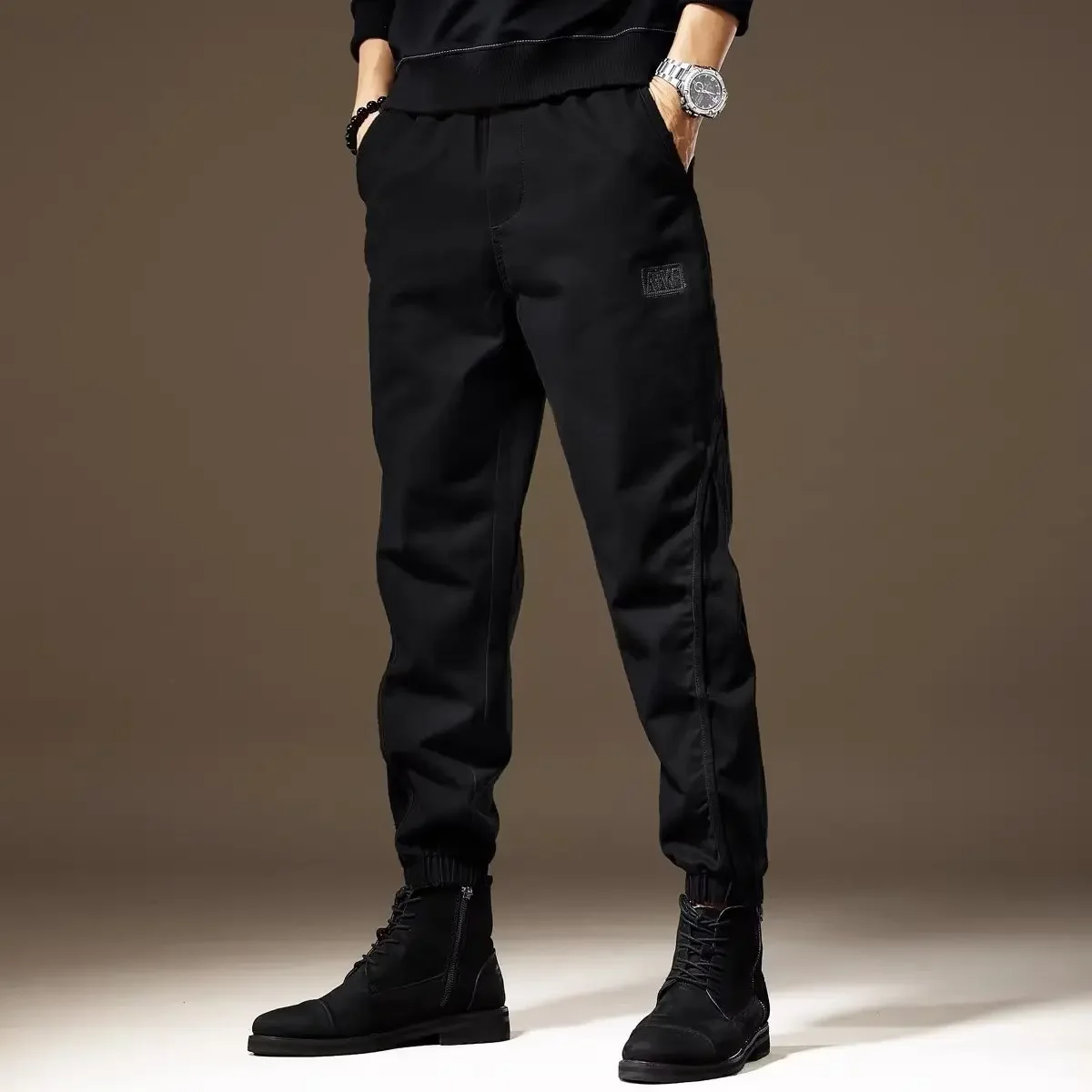 

Cargo Pants Men Vintage Fashion Male Hip Hop Black Grey Straight Loose Joggers Beam Feet Pants Male Sweatpants Business Overalls