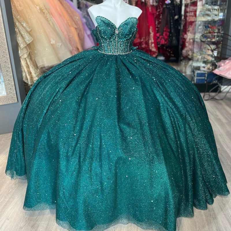 Luxury Blackish Green Sequined Quinceanera Dresses Sweet 16 Girls Off Shoulder Bow Ball Gown Birthday Party Dress Prom Vestido
Luxury Blackish Green Sequined Quinceanera Dresses Sweet 16 Girls Off Shoulder Bow Ball Gown Birthday Party Dress Prom Vestido