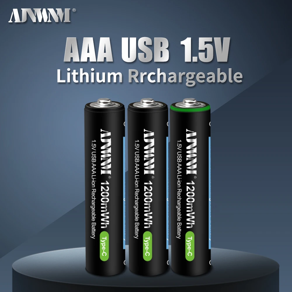 Real Capacity 1200mWh 1.5V USB AAA Lithium Rechargeable Battery AAA Lithium ion Battery+USB Cable Low self Discharge AAA Battery
Real Capacity 1200mWh 1.5V USB AAA Lithium Rechargeable Battery AAA Lithium ion Battery+USB Cable Low self Discharge AAA Battery