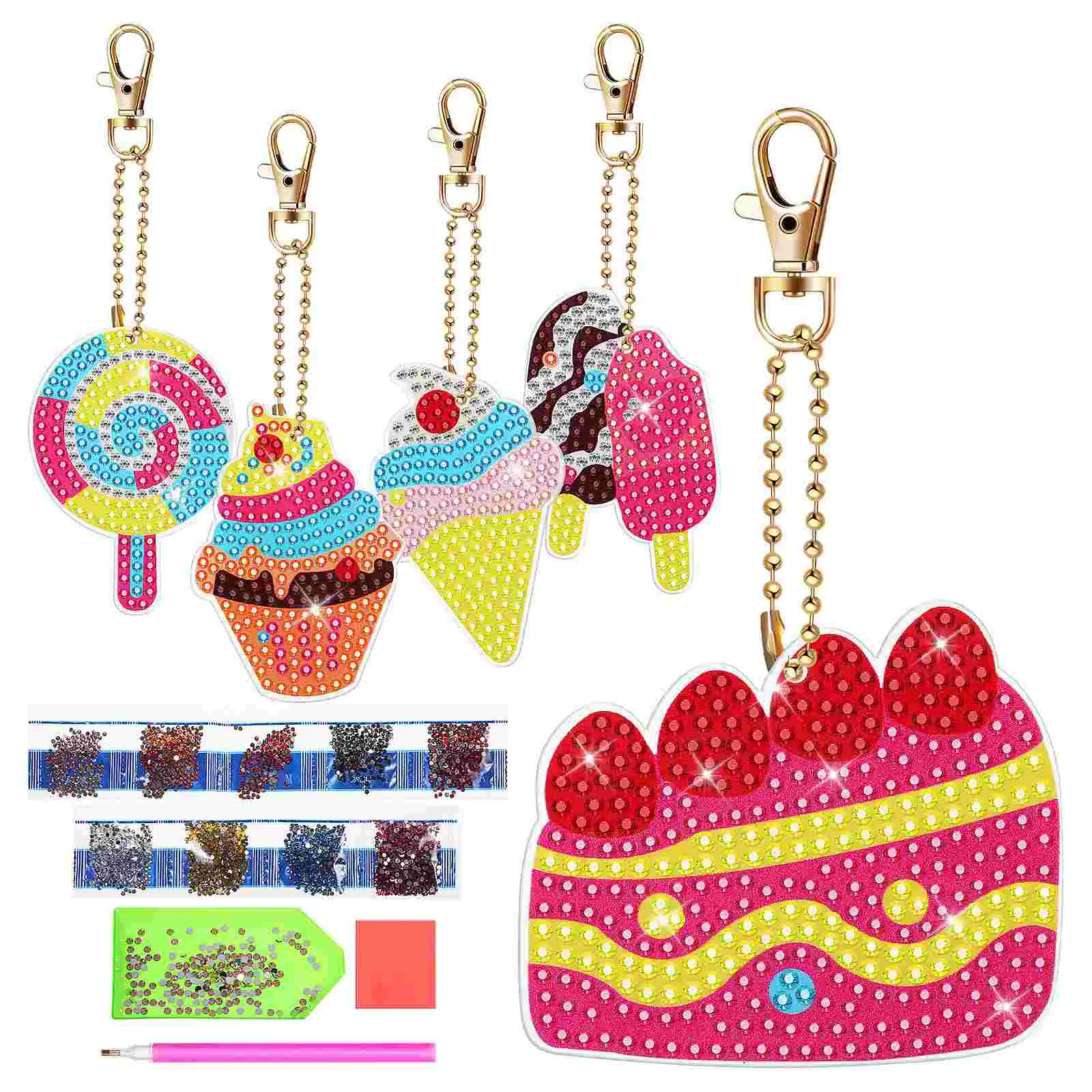 1 Set Diamond Keychain Key Rings Accessories Ice Cream Key Pendants Purse Hanging Ornaments
1 Set Diamond Keychain Key Rings Accessories Ice Cream Key Pendants Purse Hanging Ornaments