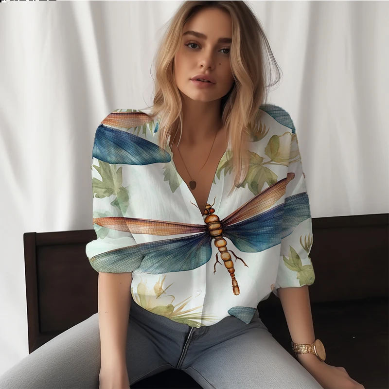 Summer new ladies shirt dragonfly 3D printed lady shirt casual style women's shirt fashion trendy loose lady shirt
Summer new ladies shirt dragonfly 3D printed lady shirt casual style women's shirt fashion trendy loose lady shirt