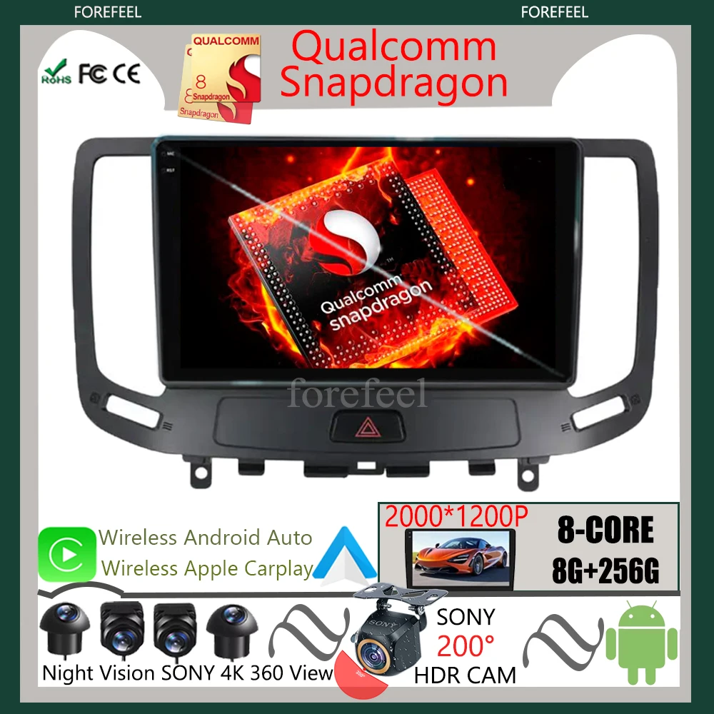 

Qualcomm GPS QLED Screen Android For Infiniti G4 G25 G35 G37 2006-2013 Car Multimedia Player Carplay Auto Stereo Navigazion BT