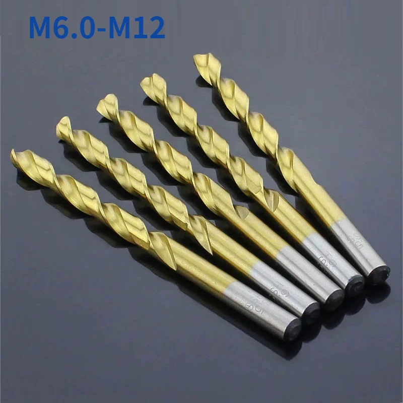 1/2/5pcs M6.0-M12 Titanium Plated High Speed Steel Drill Bit Straight Shank Twist Drill Electric Drill Bit For Woodworking
1/2/5pcs M6.0-M12 Titanium Plated High Speed Steel Drill Bit Straight Shank Twist Drill Electric Drill Bit For Woodworking
