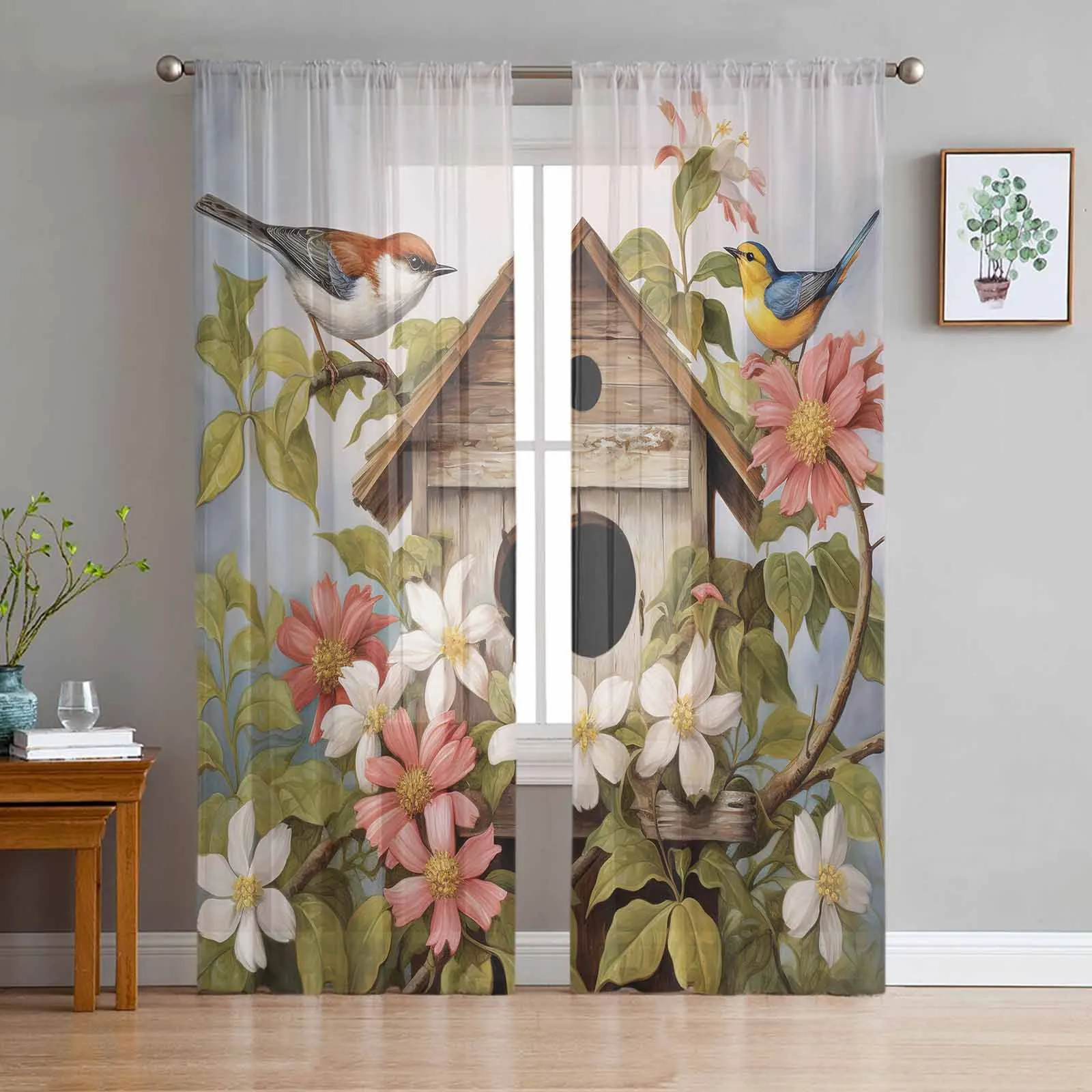 Spring Vintage Birdhouse Flowers Birds Sheer Curtains for Living Room Kitchen Window Curtains Bedroom Tulle Voile Curtains
Spring Vintage Birdhouse Flowers Birds Sheer Curtains for Living Room Kitchen Window Curtains Bedroom Tulle Voile Curtains