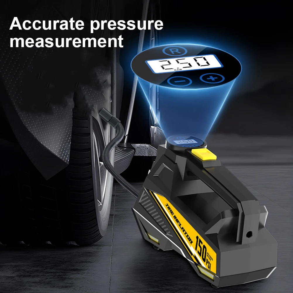 Inflador de Neumáticos Portátil de 150 PSI con Luz LED, Bomba Eléctrica Automática con Pantalla Digital para Neumáticos de Automóvil Inflador de Neumáticos Portátil de 150 PSI con Luz LED, Bomba Eléctrica Automática con Pantalla Digital para Neumáticos de Automóvil