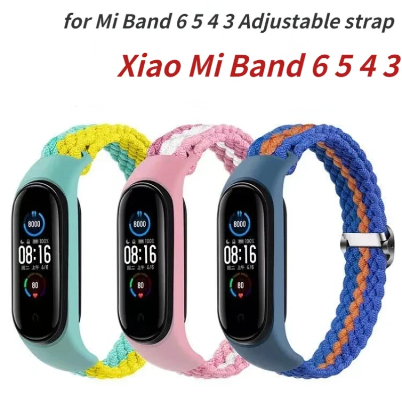 

Nylon Braided Strap For Xiaomi Mi band 7 6 5 4 3 Adjustable Solo Loop Bracelet Mi band 7 6 Wristband For Xiaomi Mi band 5 4 Belt