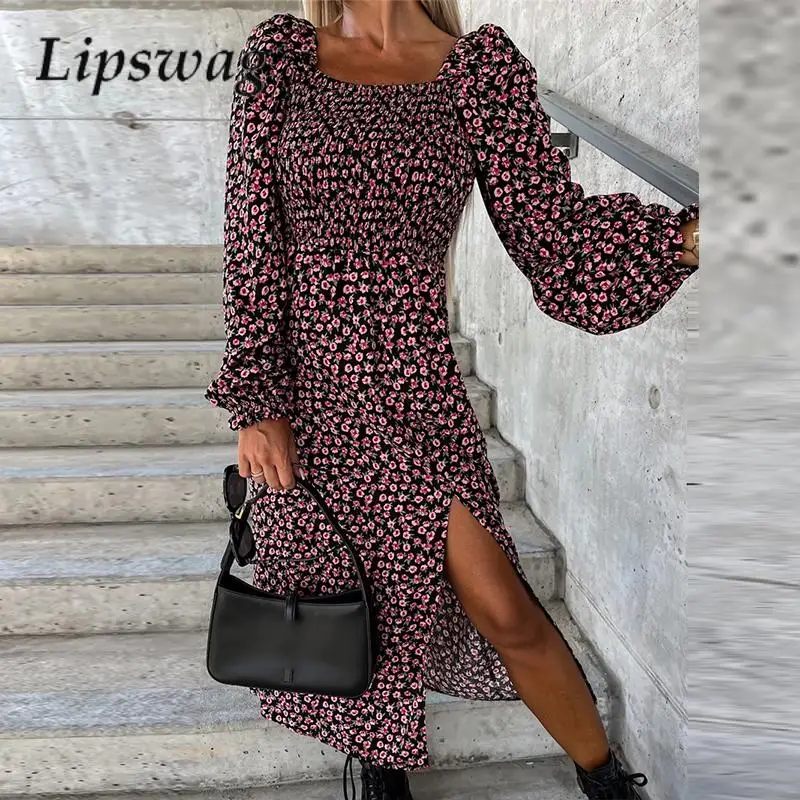 Chic Floral Pattern Square Neck Beach Dress Elegant Long Sleeve Pleated Versatile Dress Woman Sexy Split Temperament Party Dress
Chic Floral Pattern Square Neck Beach Dress Elegant Long Sleeve Pleated Versatile Dress Woman Sexy Split Temperament Party Dress