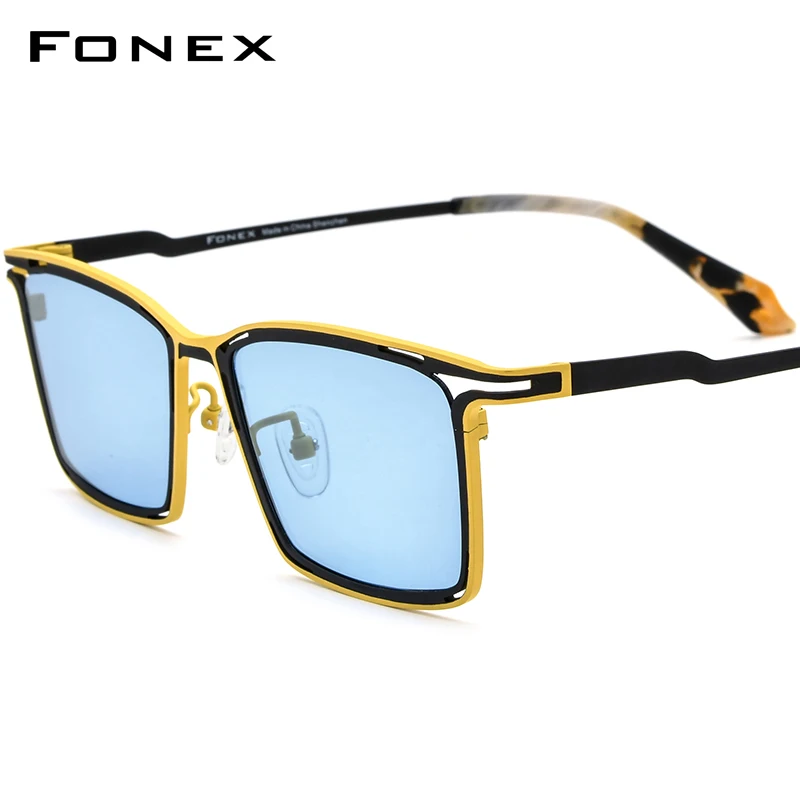 

FONEX Pure Titanium Polarized Sunglasses Men Fashion Retro Square High Quality UV400 Sun Glasses 2024 New Women Shades F85804T