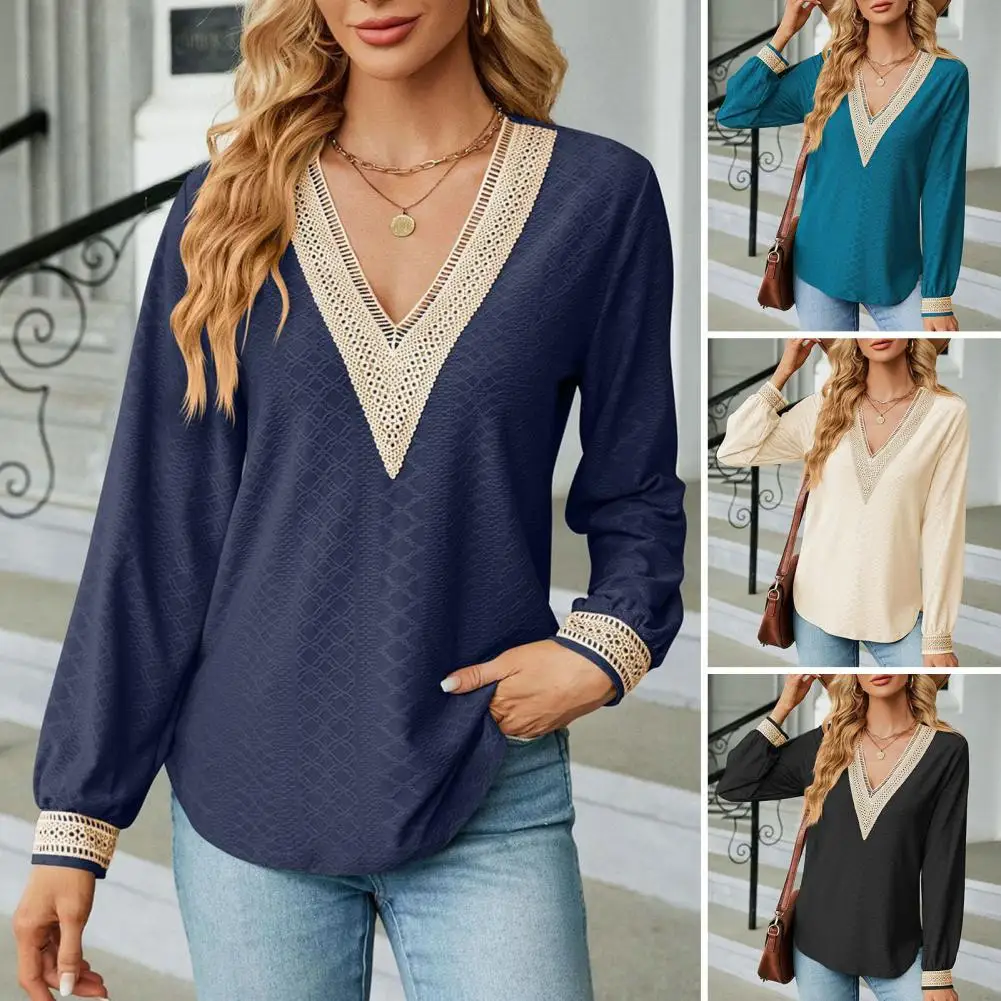 V-neck Lace Top Stylish Women's V Neck Patchwork Pullover Soft Casual Mid Length T-shirt Blouse for Spring Fall Fashion Lace
V-neck Lace Top Stylish Women's V Neck Patchwork Pullover Soft Casual Mid Length T-shirt Blouse for Spring Fall Fashion Lace