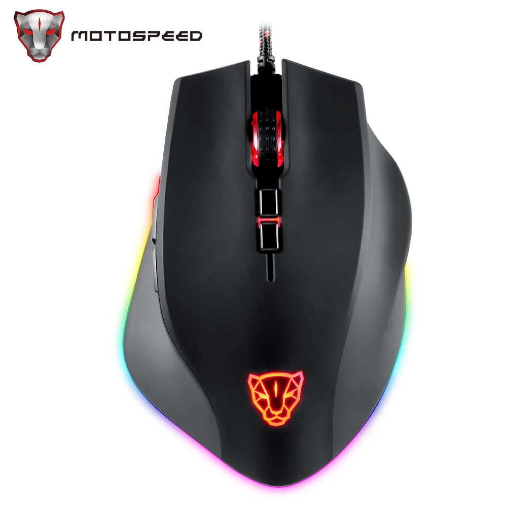 

Motospeed V80 игровая офисная мышь PMW 3325 USB Проводная 8 клавиш 5000 DPI эргономичная RGB подсветка оптический макропривод для ПК ноутбука